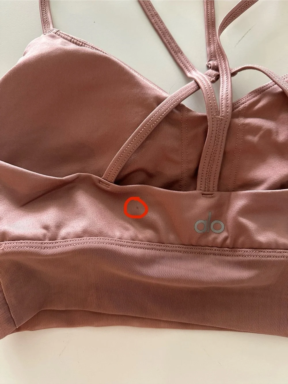 Alo Yoga Glossy Lavish Strappy Sports Bra Pink Mauve Rosewood? M Mesh - Picture 4 of 5